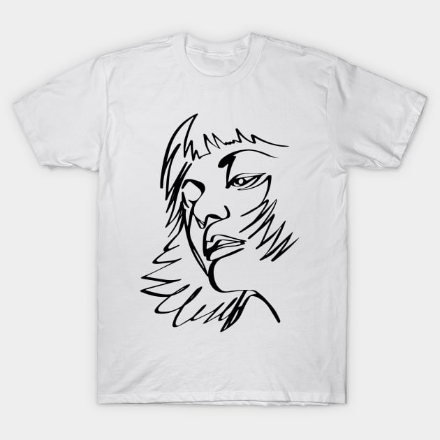 Abstract Face One Line Art ,Face One Line Drawing T-Shirt by 9georgeDoodle